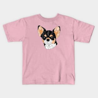 Chihuahua Black Stained Glass Kids T-Shirt